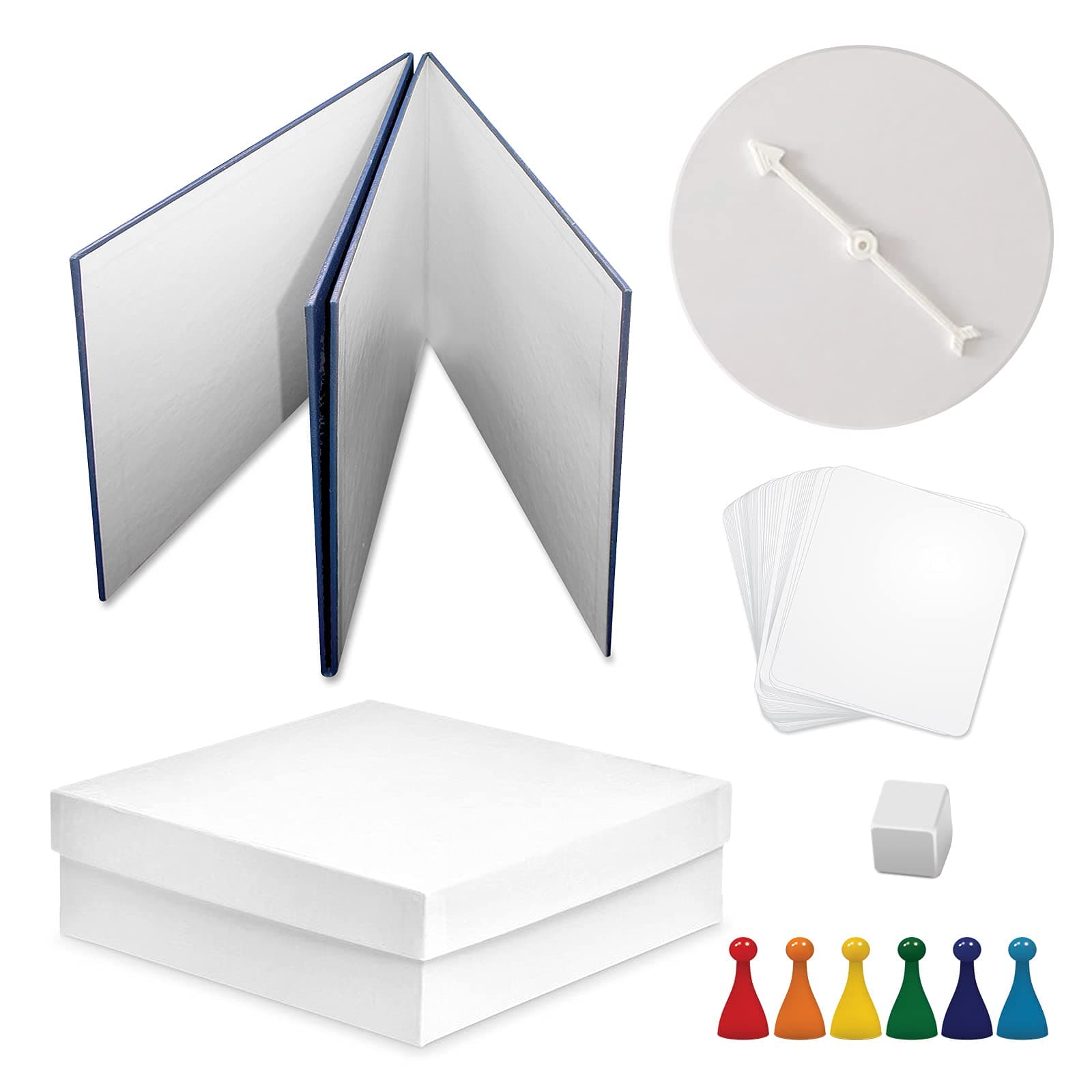 Blank Board Game and Pieces DIY Create Your Own Board GameSet - Make Your Own Board Game with Pawns, Cards, Spinner, Dice and Custom Storage Box