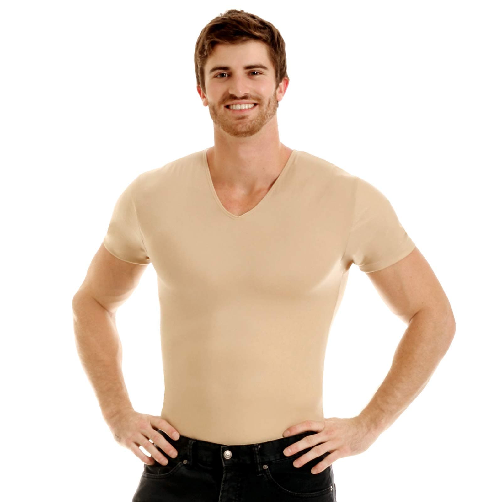 Insta Slim Men's Compression Short Sleeve V-Neck Shirt Compression Shirt (Pack of 1)