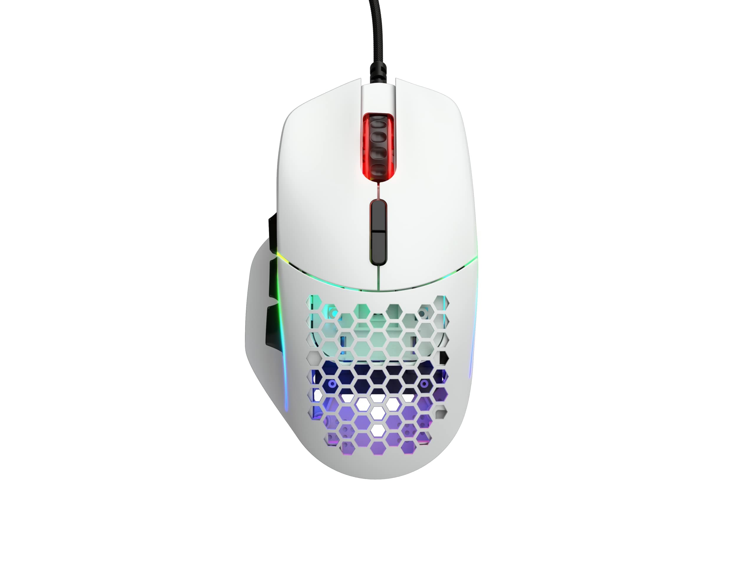 Gaming Model I Wired Gaming Mouse - 69g Superlight, 2 Swappable Buttons, RGB, PTFE Feet, 9 Programmable Buttons, Side Thumb Rest - White