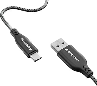 Ambrane Type C Cable 3A Fast Charging 1M Braided Cable for Iphone Smartphones, Tablets, Laptops & other Type C devices, 480Mbps Data Sync, Quick Charge 3.0 (RCT 10, Black)