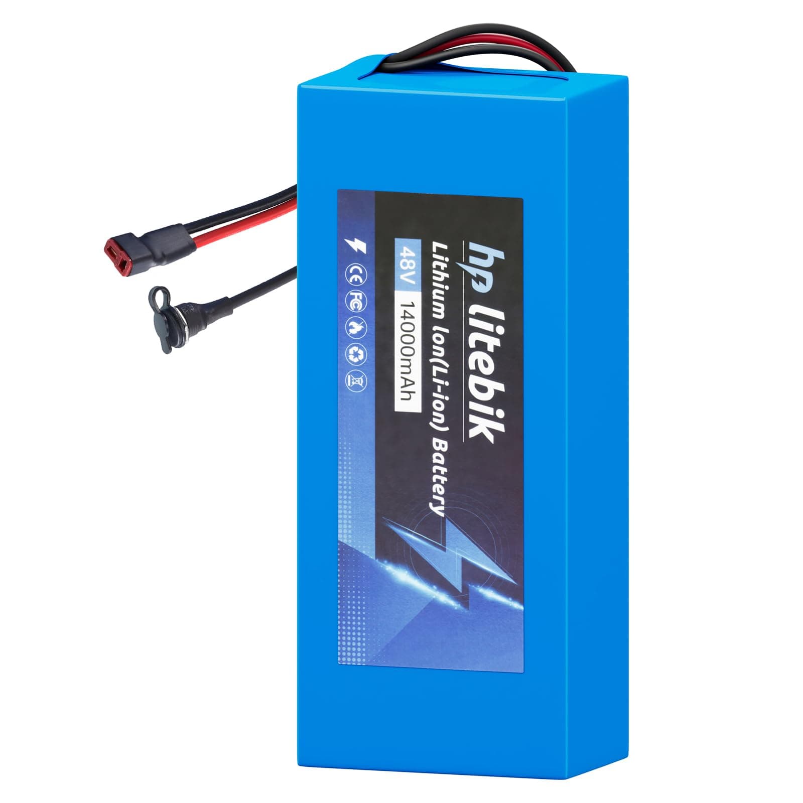 48V 14Ah Lithium Ebike Scooter Battery with 30A BMS, Lithium Replacement Battery with XT60 Adaptor, T Plug
