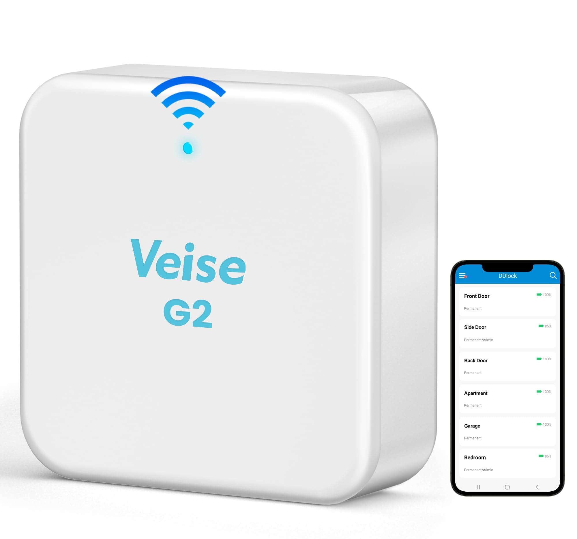 Veise G2 Gateway, Smart Deadbolt WiFi Gateway, Remote Control, Compatible with DD Lock APP and TT Lock APP Remote Control