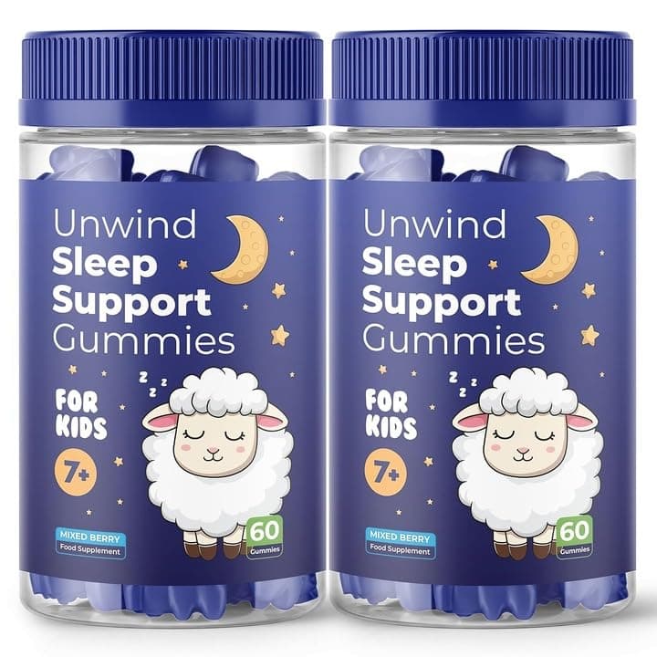 Twin Pack Unwind Sleep Support Gummies for Kids - Formulated for Restful Nights, Childrens Sleep Gummies Promoting Natural Sleep Production, Promotes Healthy Sleep Patterns, 60 Count