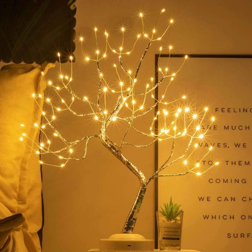 Night Light ,U-HOOME Table Lamps Upgraded Copper Wire Tree Branch Decorative No Heat Lights,USB&Battery Powered,108 Warm White LED,Desk lamp for Home Decoration,Wedding Sign Led Desk Light