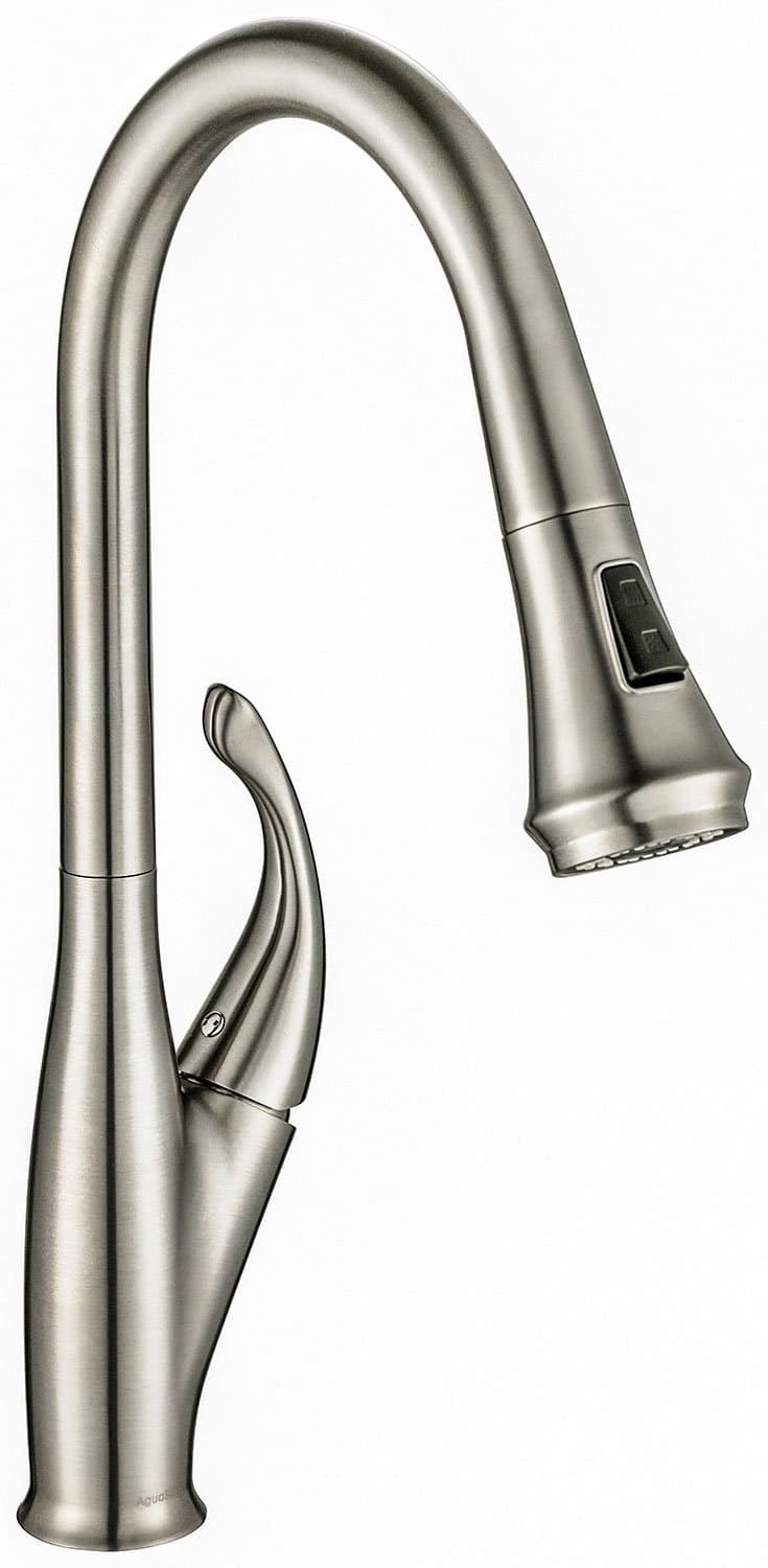 AguaStella AS92BN Pull Down Kitchen Sink Faucet Single Handle High Arc Brushed Nickel