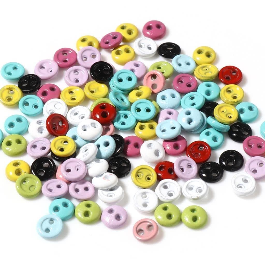 50Pcs/Pack 3/4/5mm Mini Buttons for DIY Doll Clothes Round Candy Color 2 Holes Card Making Scrapbooking Buttons Sewing Accessories(5mm,Multicolor)