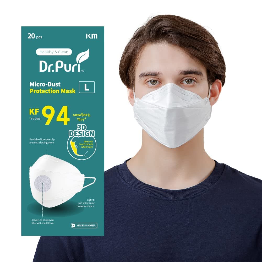 [20 Pack] New Micro-Dust Protection Face Premium Mask (KF94) White Large
