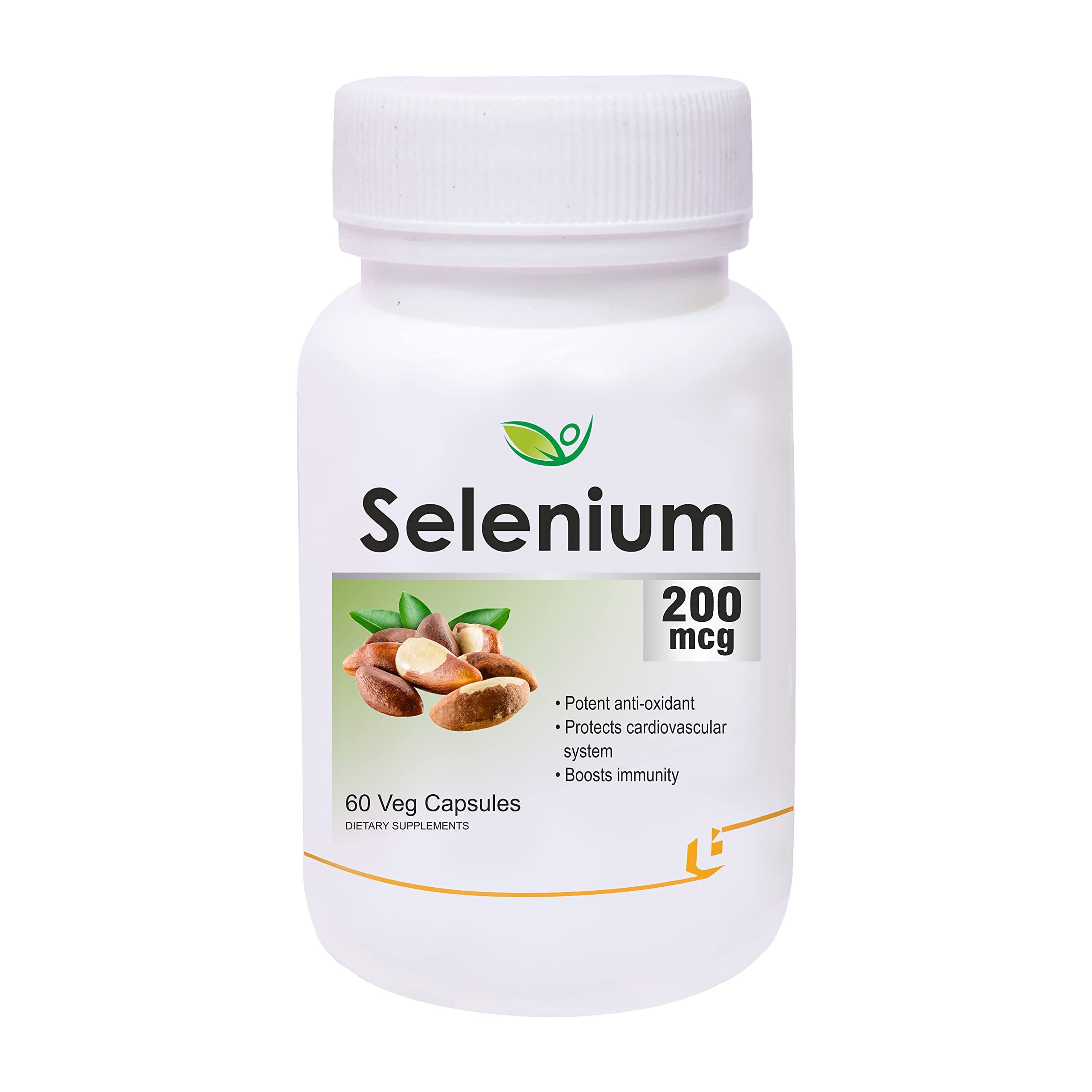 Selenium 200 (mcg) for Immune System, Thyroid, Prostate and Heart Health | 60 Vegetarian Capsules