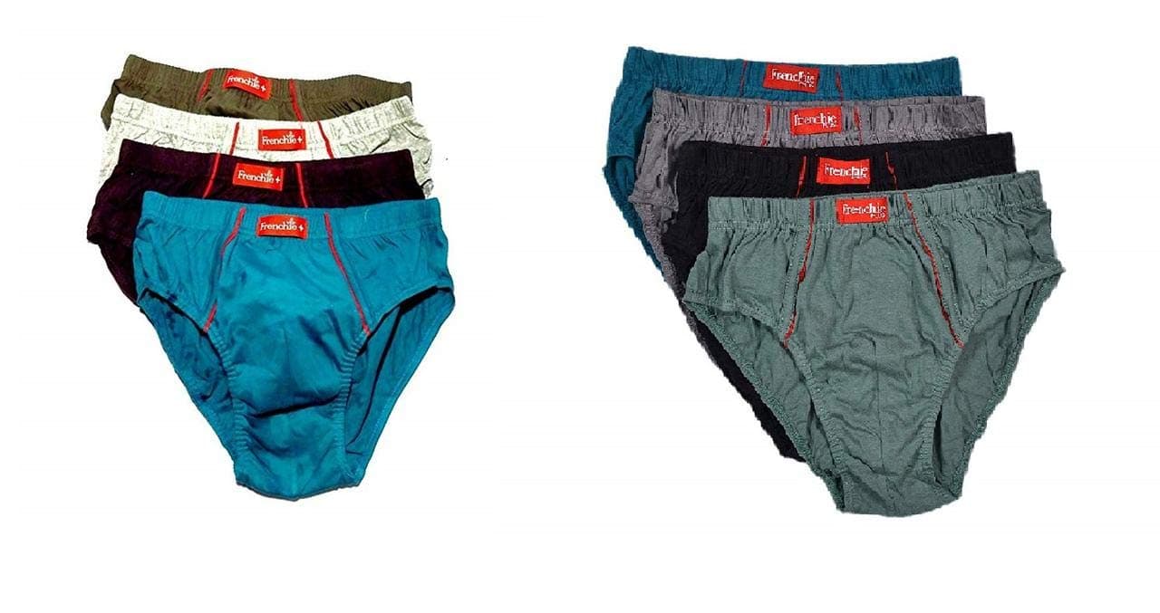 Frenchie Plus Men's Cotton Brief (Assorted Colour, 95 cm) - Pack of 8