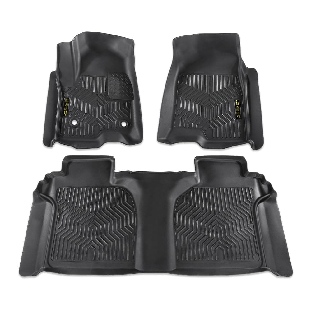 PIT66 Floor Mats Cargo Liners Compatible with 2019-2025 Chevy Silverado GMC Sierra 1500 2500HD 3500HD Crew Cab (Rear Row with Carpeted Under-seat Storage) Car Mats