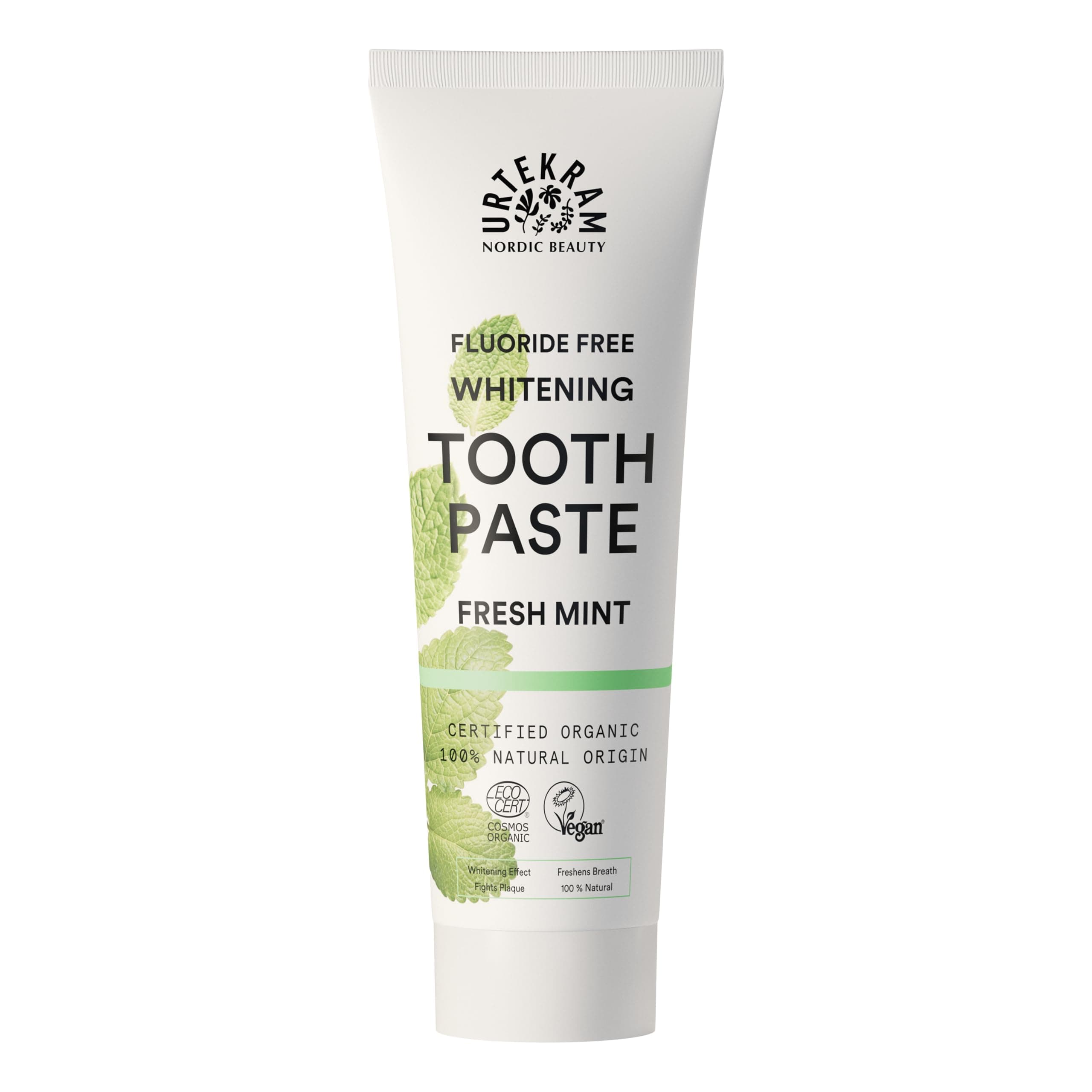 Flouride Free Fresh Mint Toothpaste - Vegan - Organic - Natural Ingredients - Urtekram Dental, 75ml (Pack of 1)