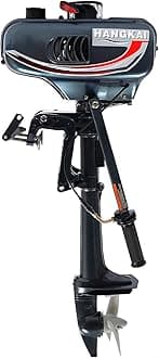 2 Stroke 3.5HP Outboard Motor, Heavy Duty Fishing Marine Boat Engine Kayak Motor, Hangkai 2500W Outboard Boat Motor with CDI Ignition System Water Cooling System 4000-5000r/min