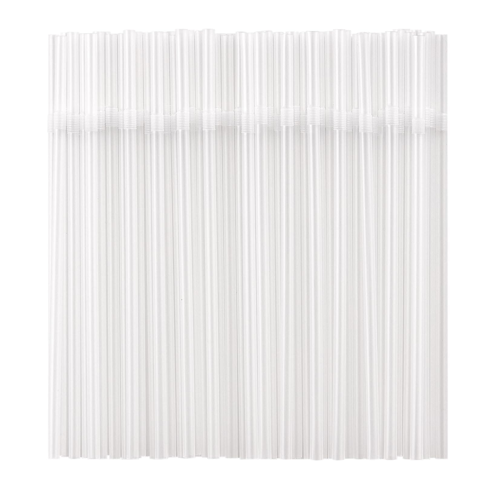 [Individually Wrapped] 100 Pcs Clear Flexible Plastic Straws, Disposable Bendy Straws, 8.26" Long and 0.23'' Diameter, BPA-Free