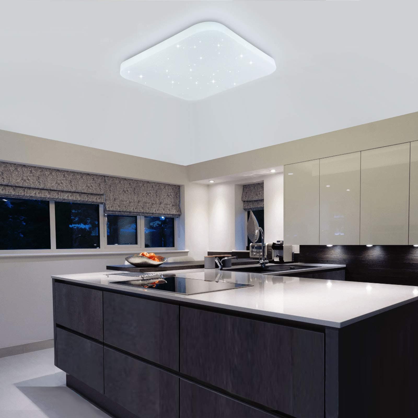 Ceiling Light LED Bathroom Kitchen Bedroom Ceiling Lights Shower Living Dinning Room Study Balcony Corridor Hallway Ceiling lamp Cold White 6000K Modern Square Waterproof 2050lm 26W LUSUNT [Energy Class A++]