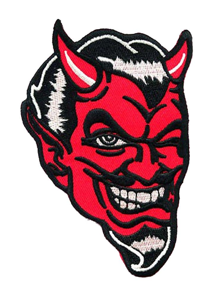 Red Devil Embroidered Patch Satanic Evil Lucifer Satan Iron-on Emblem Small