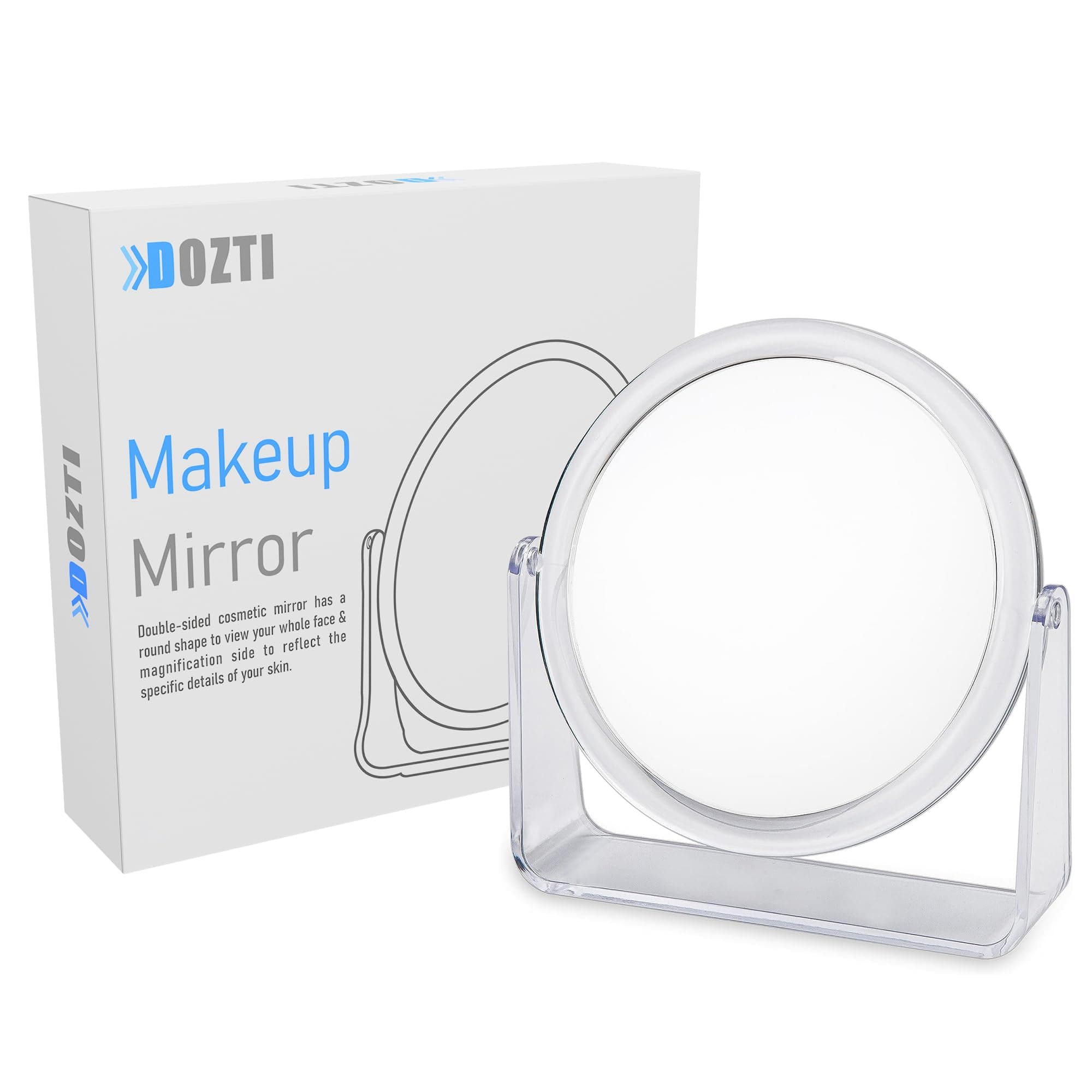Magnifying Makeup Mirror Two Sided bathroom shaving Mirror 360° Rotating Table vanity cosmetic dressing table circle mirror for styling hair beauty or plucking eyebrow