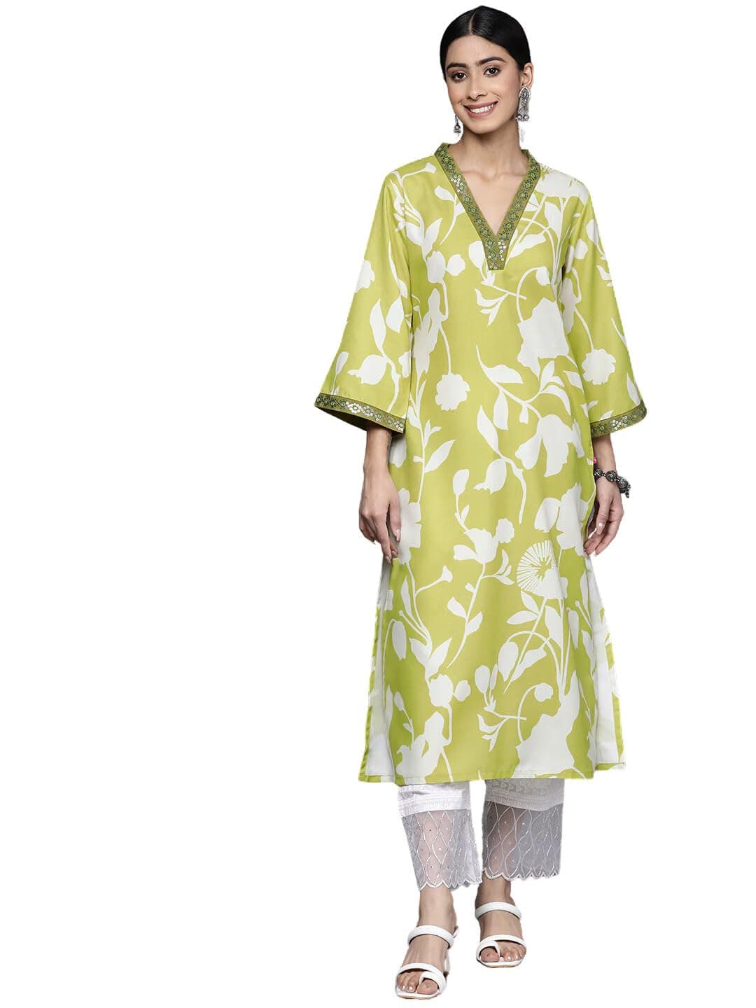 rytrasWomen's Embroidered Printed Straight Kurta