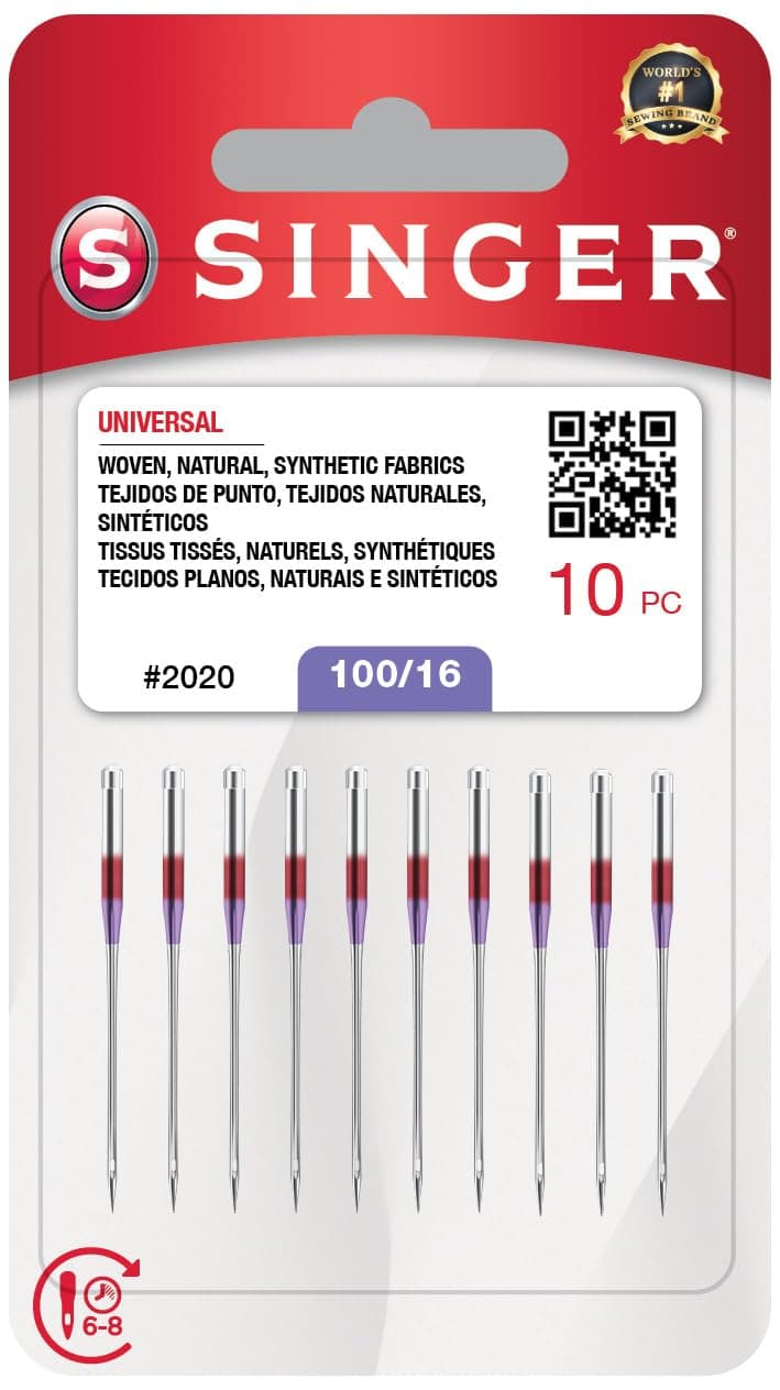 SINGER 10-Pack Universal 2020 Sewing Machine Needles, Size 100/16
