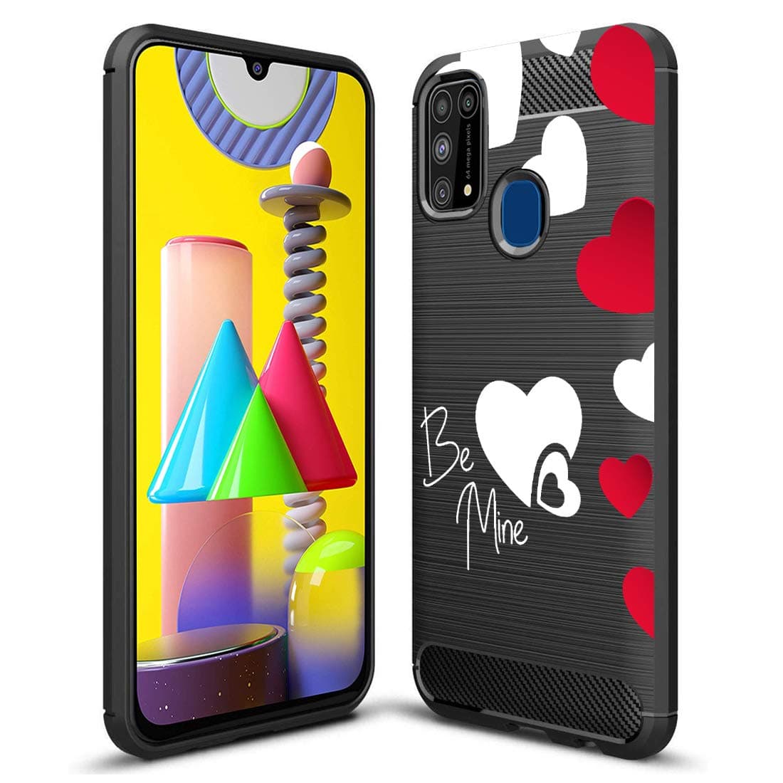 Nainz BE-Mine 360 Protection Designed Printed Soft Rugged Armor Back Case Cover for Samsung Galaxy M31/Samsung Galaxy F41 -Black[Rubber]