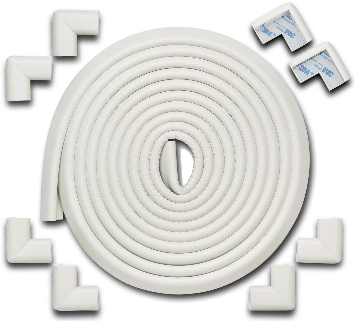 Roving Cove? 20.4 ft [18ft Edge + 8 Corners] Safe Edge? and Corner Cushion - PRE-TAPED CORNERS; Jumbo Pack - OYSTER; Premium Childproofing Edge & Corner Guard; Child Safety, Home Safety, Furniture Safety Bumper, Baby Proof Table Edge and Corner Protector by Roving Cove