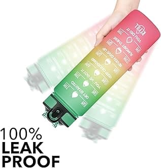HYETA 32 oz Water Bottles with Times to Drink and Straw, Motivational Water Bottle with Time Marker, Leakproof & BPA Free, Drinking Sports Water Bottle for Fitness, Gym & Outdoor, Signal Lights