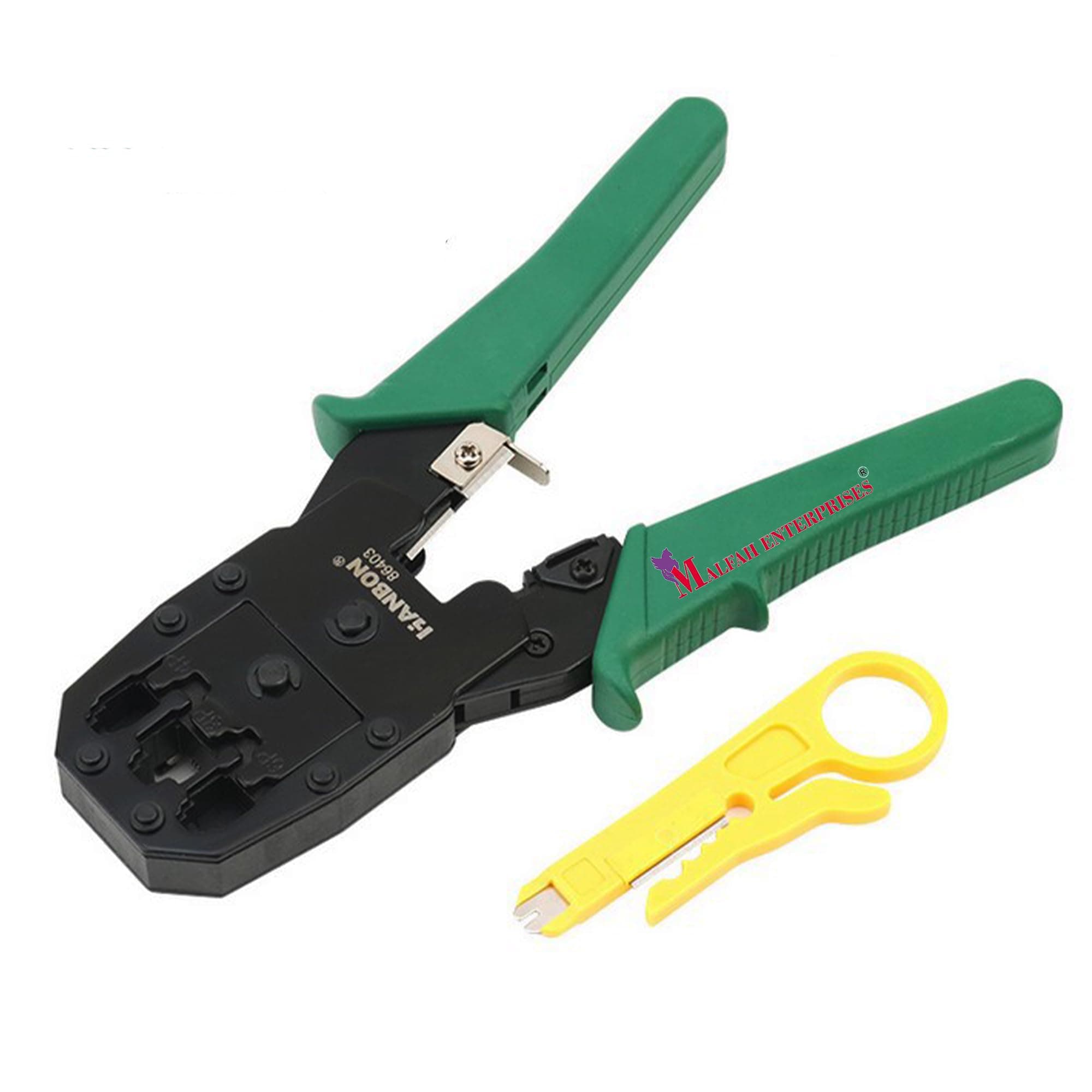 Malfah Crimping Tool Cable Wire Cutter Stripper Plier for Cat5 Cat5e Rj45 Rj1 Telephone Electric Ethernet Network Lan Adsl Manual Crimper 4p/6p/8p 8" 3 in 1 Modular 86403