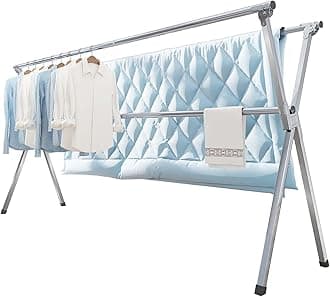 VIKAQI Laundry Dryer, Indoor/Outdoor, Futon Drying Stand, Stainless Steel, Foldable, Clothesline, Tower, Laundry Dryer, Compact Storage, Easy to Assemble, 78.7 inches (200 cm)