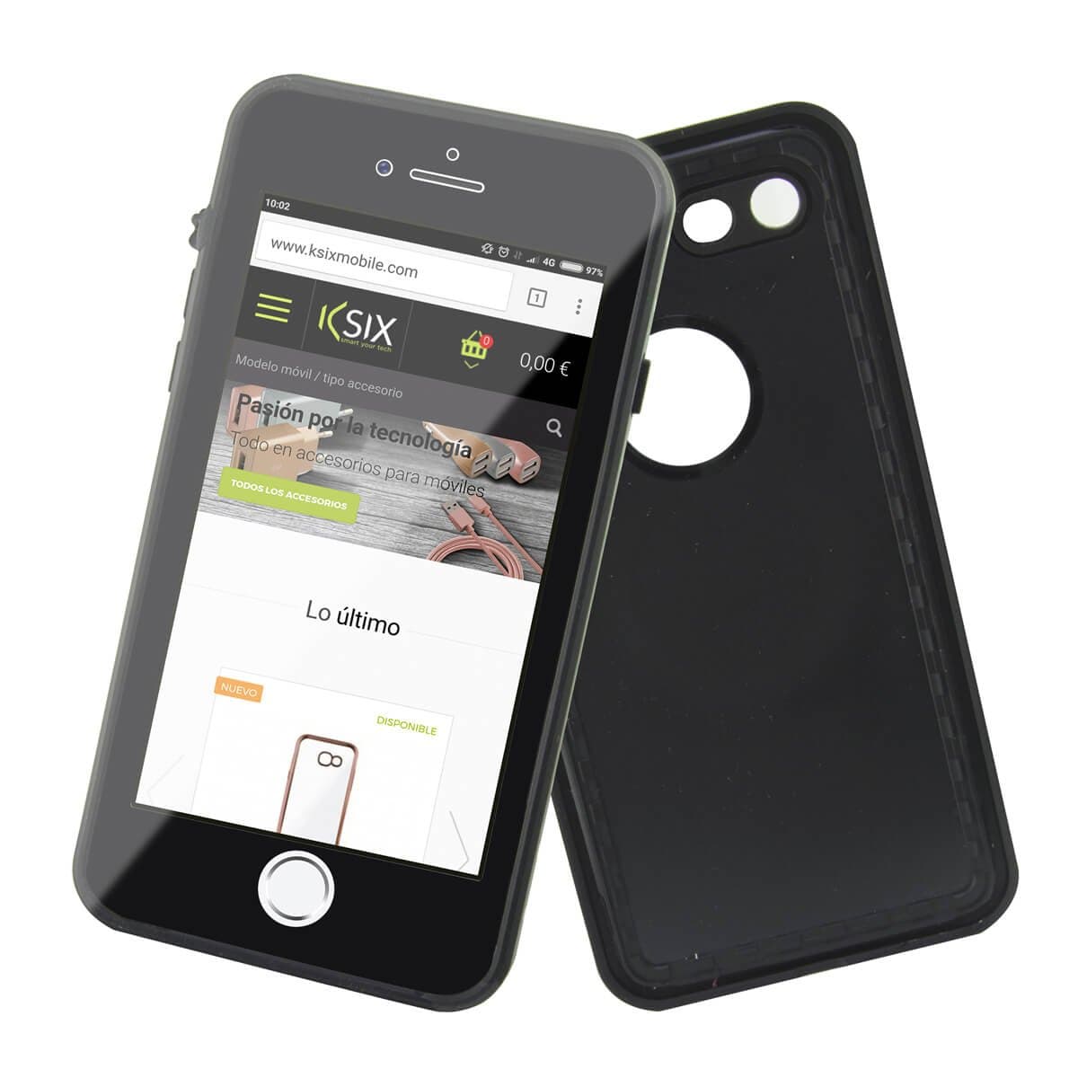 KSIX smart your techWaterproof Case for iPhone SE 2022 SE 2020 8 7 Semi Hard Waterproof Case Black