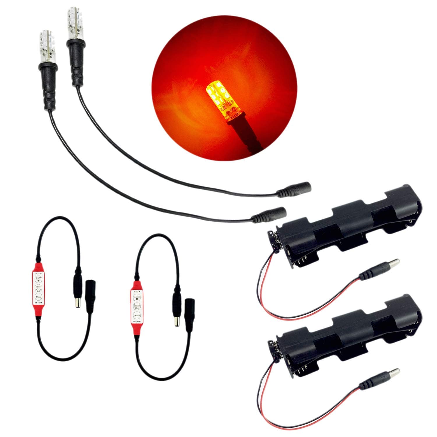 Ember Orange Fire Effect Flame light kit with flicker effects control 2-pack