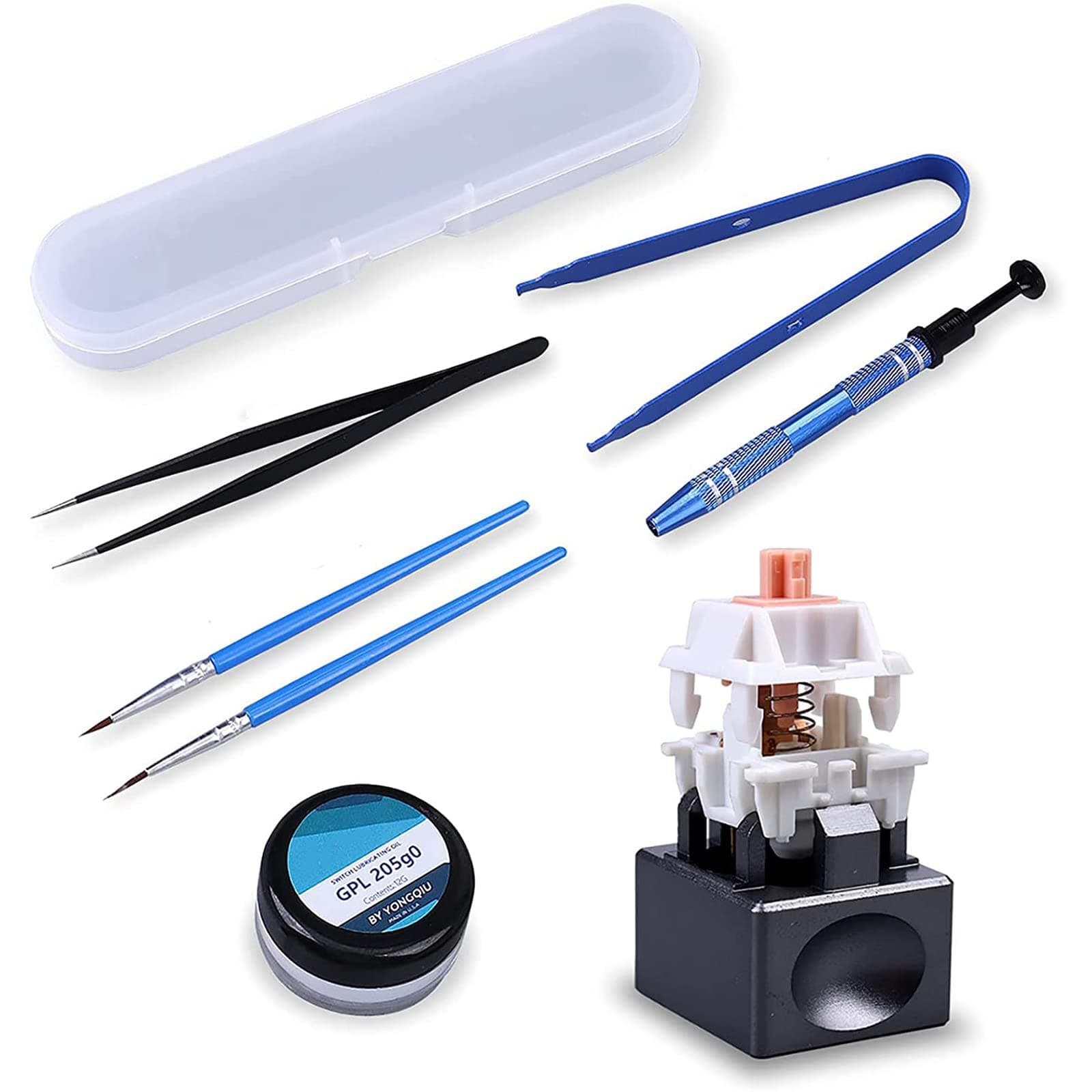 205G0 Keyboard Switches Lube Kit with Switch Opener Keycaps Puller Switch Puller Swith Clamp for Mechanical Keyboard Cherry Mx Switches