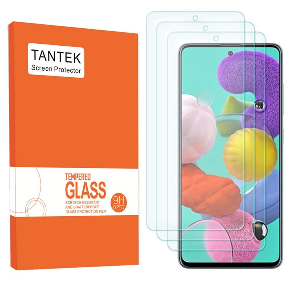 TANTEK [3-Pack Screen Protector for Samsung Galaxy A51,6.5-Inch,Tempered Glass Film,Ultra Clear,Anti Scratch,Bubble Free,Case Friendly