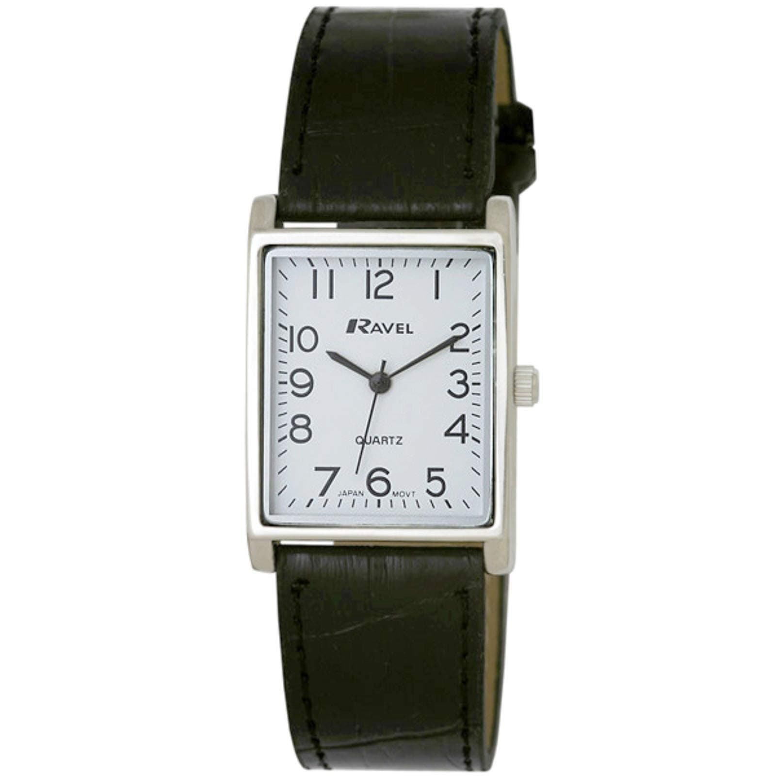 Unisex Traditional Rectangular Watch with Clear Numeral Dial
