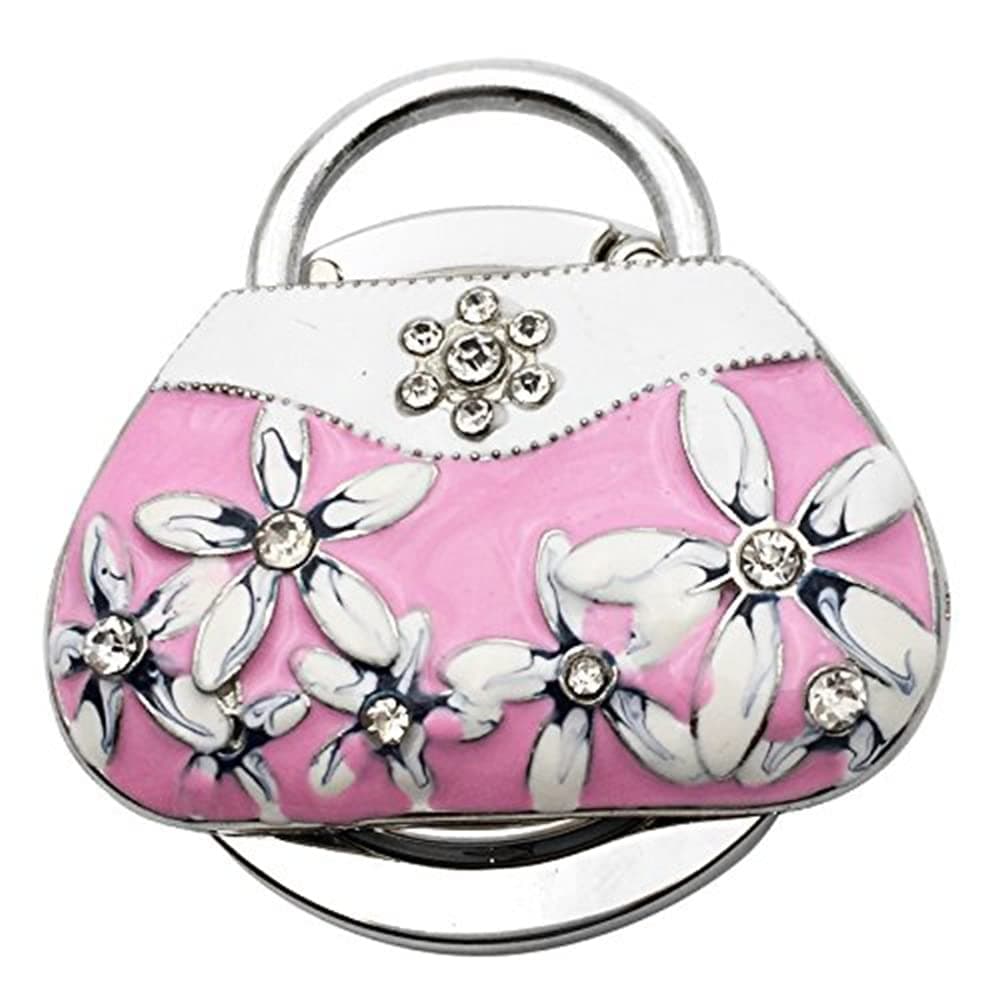 Flower Handbag Shape Foldable Womens Bag Hanger Folding Table Hook Holder Storage Crystal Decor