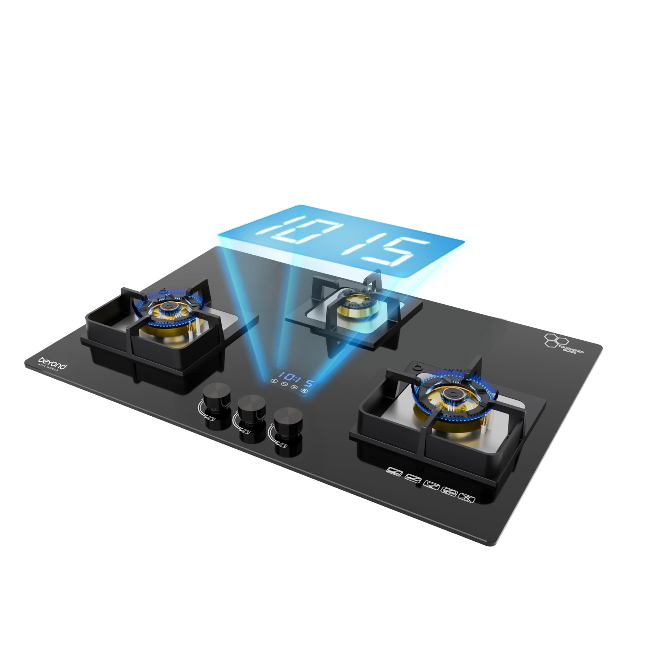 Appliances Smart Timer Dorado Hobtop-Flame Failure Detection,Hybrid Functionality, Auto-Ignition Glass-Top Gas Stove (3 Burner,2 Year Warranty Manufacturer)