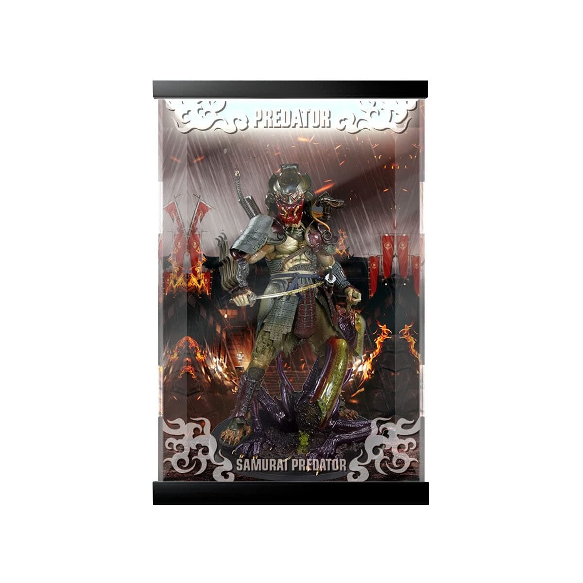 Oniki Yuji Samurai Predator Model Special Display Box Acrylic Scene Dust Cover Character Model LED Light Transparent Acrylic Special Display Box (Size : NO Light)