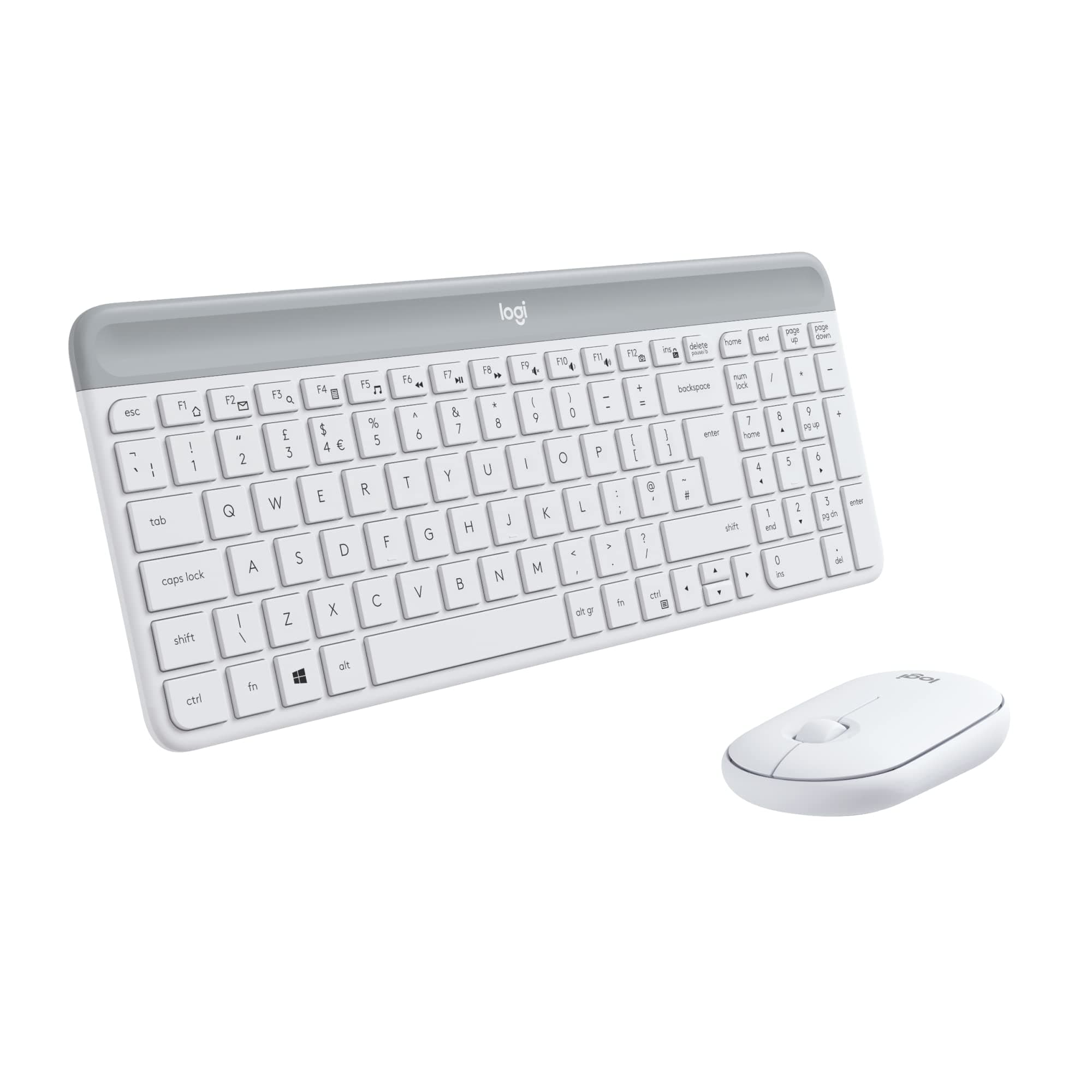 MK470 Slim Wireless Keyboard and Mouse Combo - Modern Compact Layout, Ultra Quiet, 2.4 GHz USB Receiver, Plug n' Play Connectivity, Compatible with Windows - White