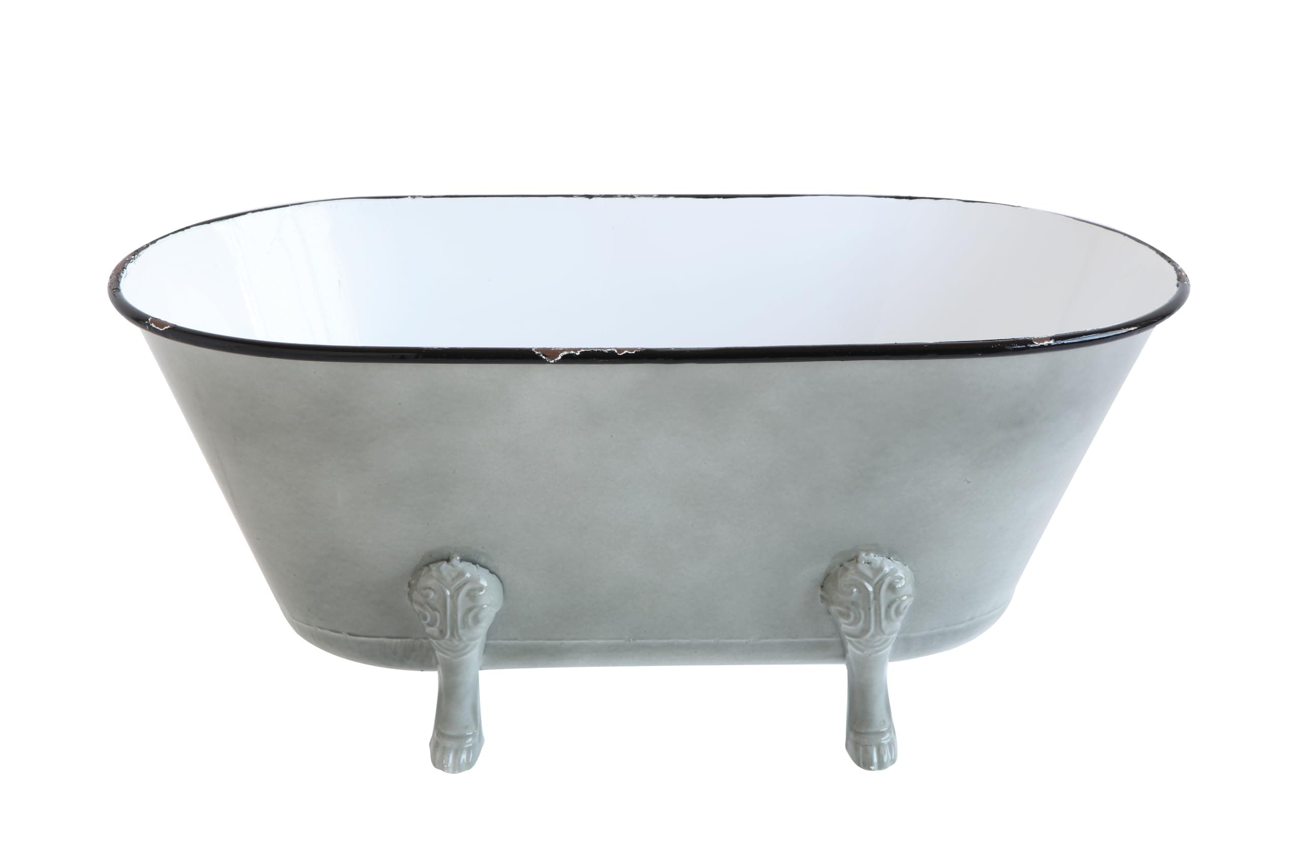 Creative Co-Op Decorative Grey Metal Bathtub Container with Feet