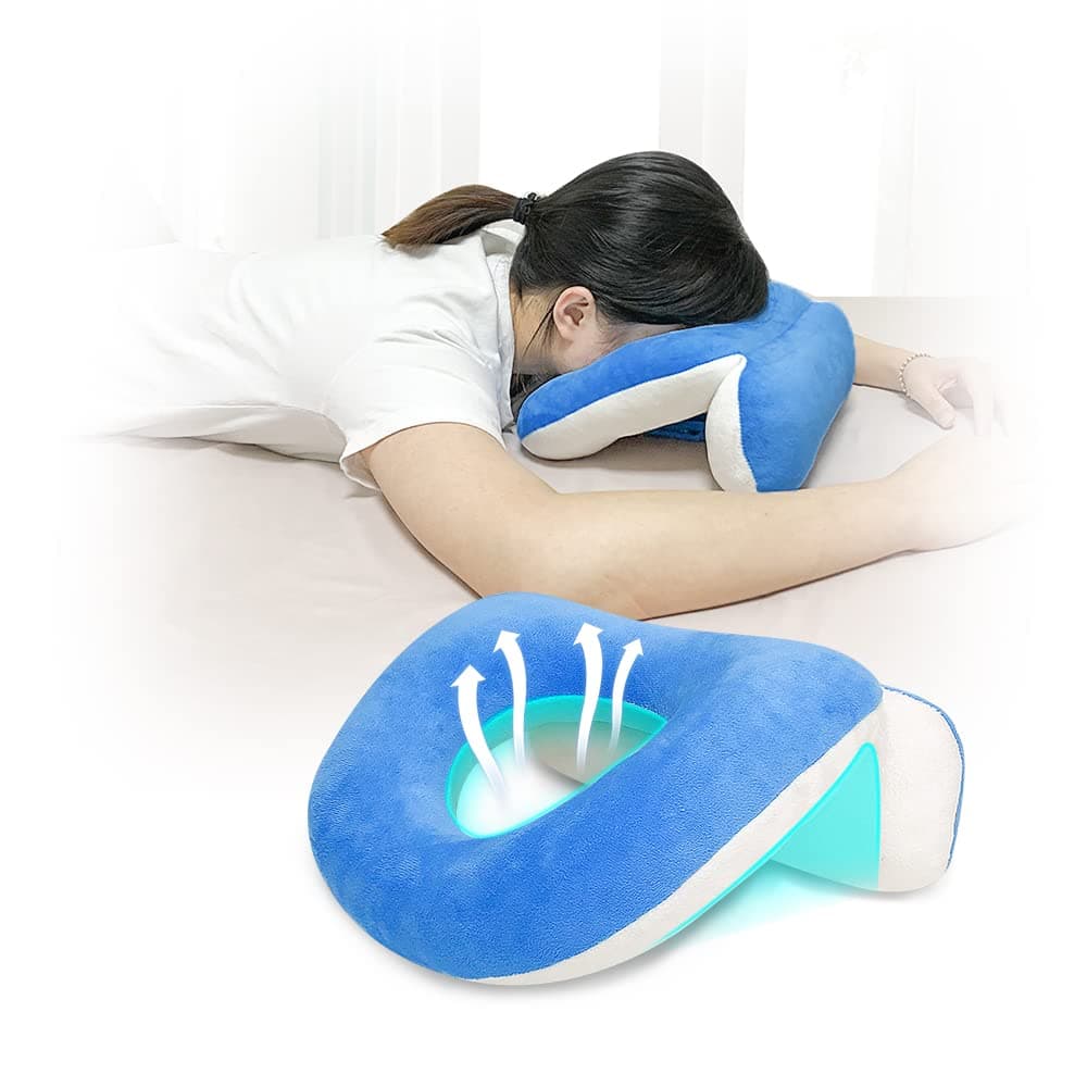 AOSSA Face Down Pillow After Eye Surgery for Stomach Sleeper Prone Pillow Desk Napping Massage Face Cradle Donut Pillow for Head with Face Hole Prone Cushion Retinal Post Eye Surgery Recovery Pillow
