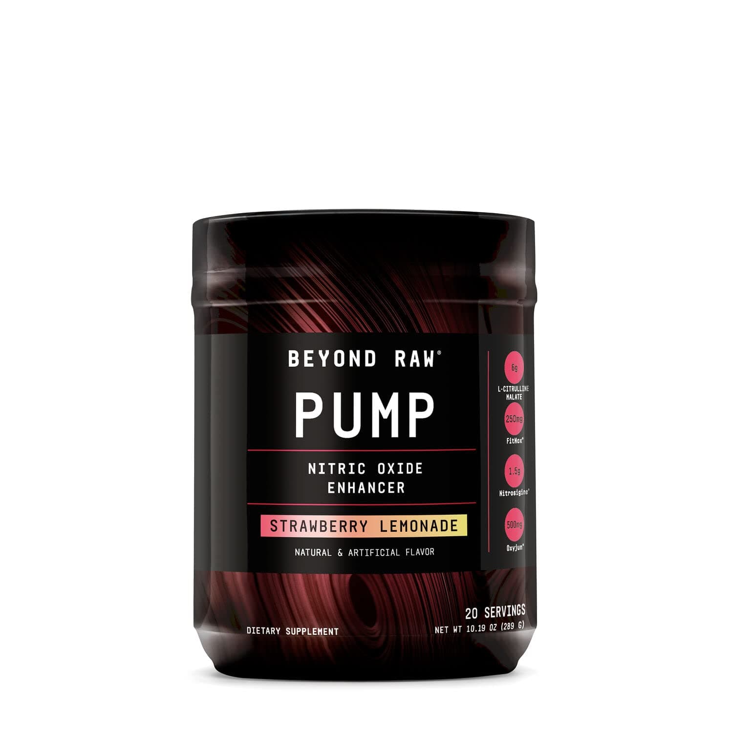 BEYOND RAW Pump | Non-Stimulant Nitric Oxide Enhancing Pre-Workout Powder | Strawberry Lemonade | 20 Servings