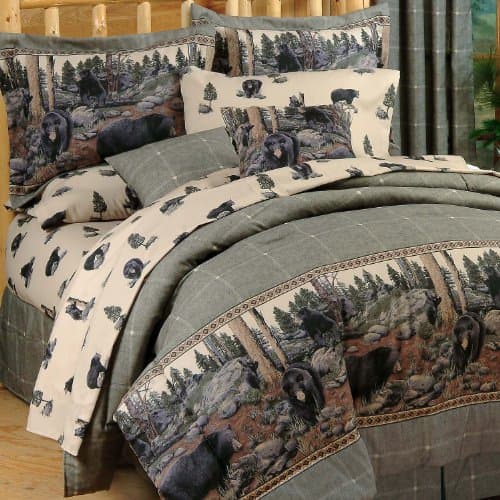 Visi-One Bears King Comforter Set, 4-Piece Printed Bedding Comforters, Polycotton Fabric,Comforter Set for Bedroom, Hunting & Outdoor (King)