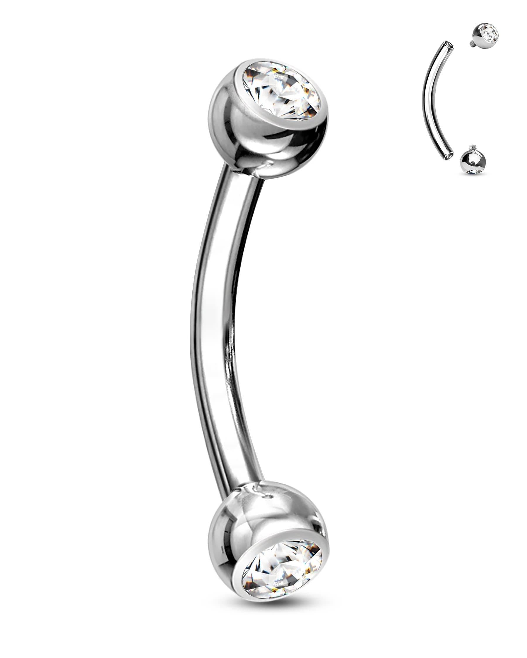 CM Crareesi ManiaTitanium Belly Bars 14G Double Internally Threaded Belly Button Piercing Jewelry Grade23 Solid Titanium 6 8 10 12mm Short Long Belly Rings Double CZ Navel Bars