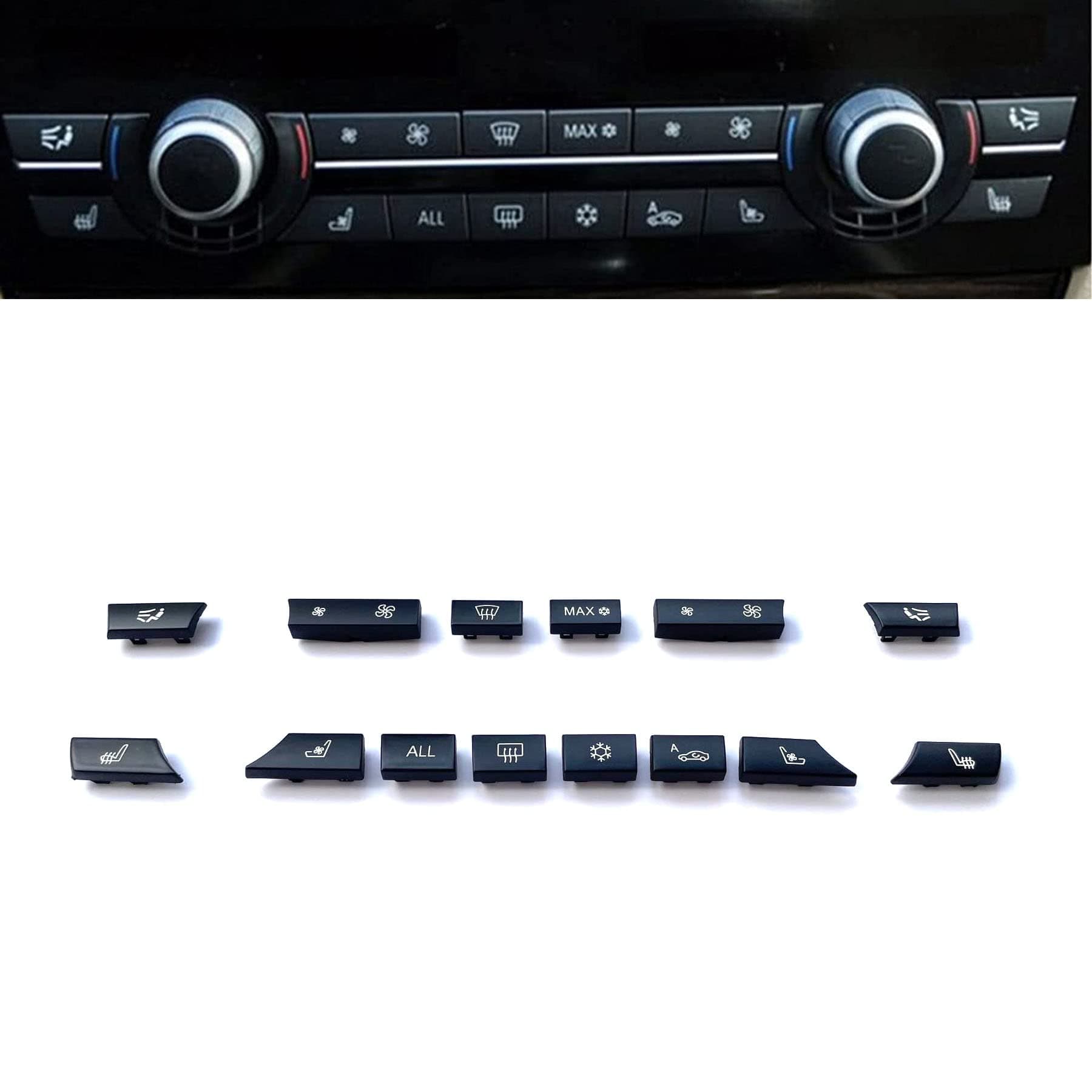 14 Key Air Conditioning A/C Vent Button AC Heater Climate Control Key Caps Interior Repair Kit Replacement for BMW 5 6 7 M5 M6 F02 F06 F10 F12 61319313924