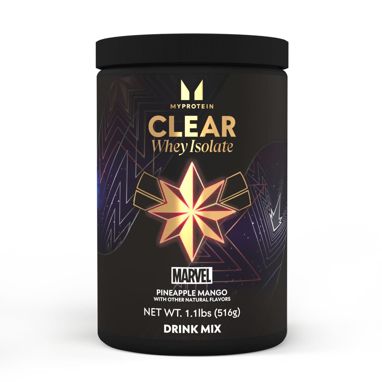 Myprotein Clear Whey Isolate Protein Powder Inspired by Marvel, 1.1 Lb (20 Servings) Captain Marvel Pineapple Mango, 20g Protein per Serving, Clear Daily Drink Mix for Super Hero Workouts
