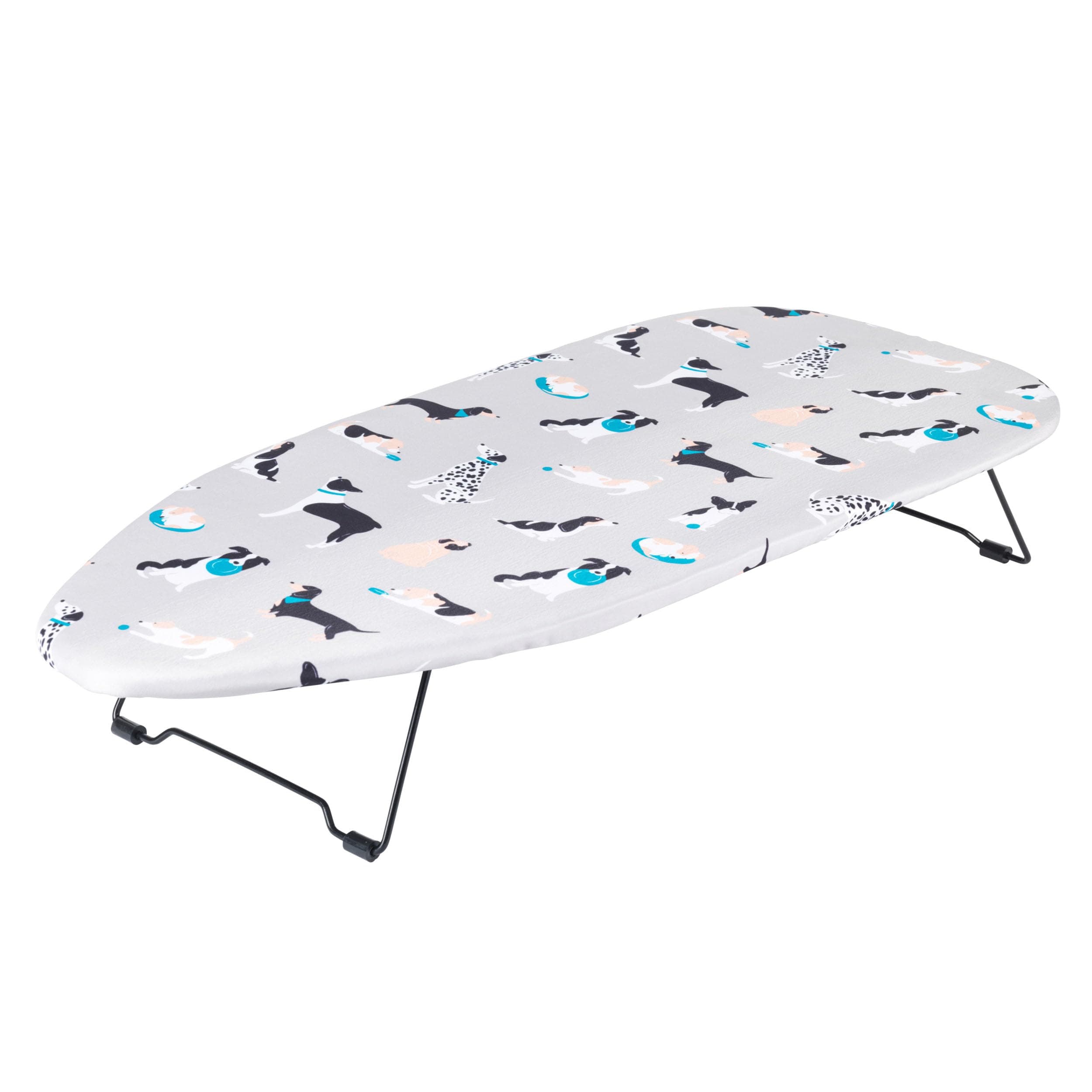 Beldray LA031176DFEU7 Tabletop Ironing Board – 73 x 31cm, Machine Washable 100% Cotton Dog Print Cover, Felt Underlay, Lightweight, Easily Foldable Legs, Perfect for Travel & Small Spaces