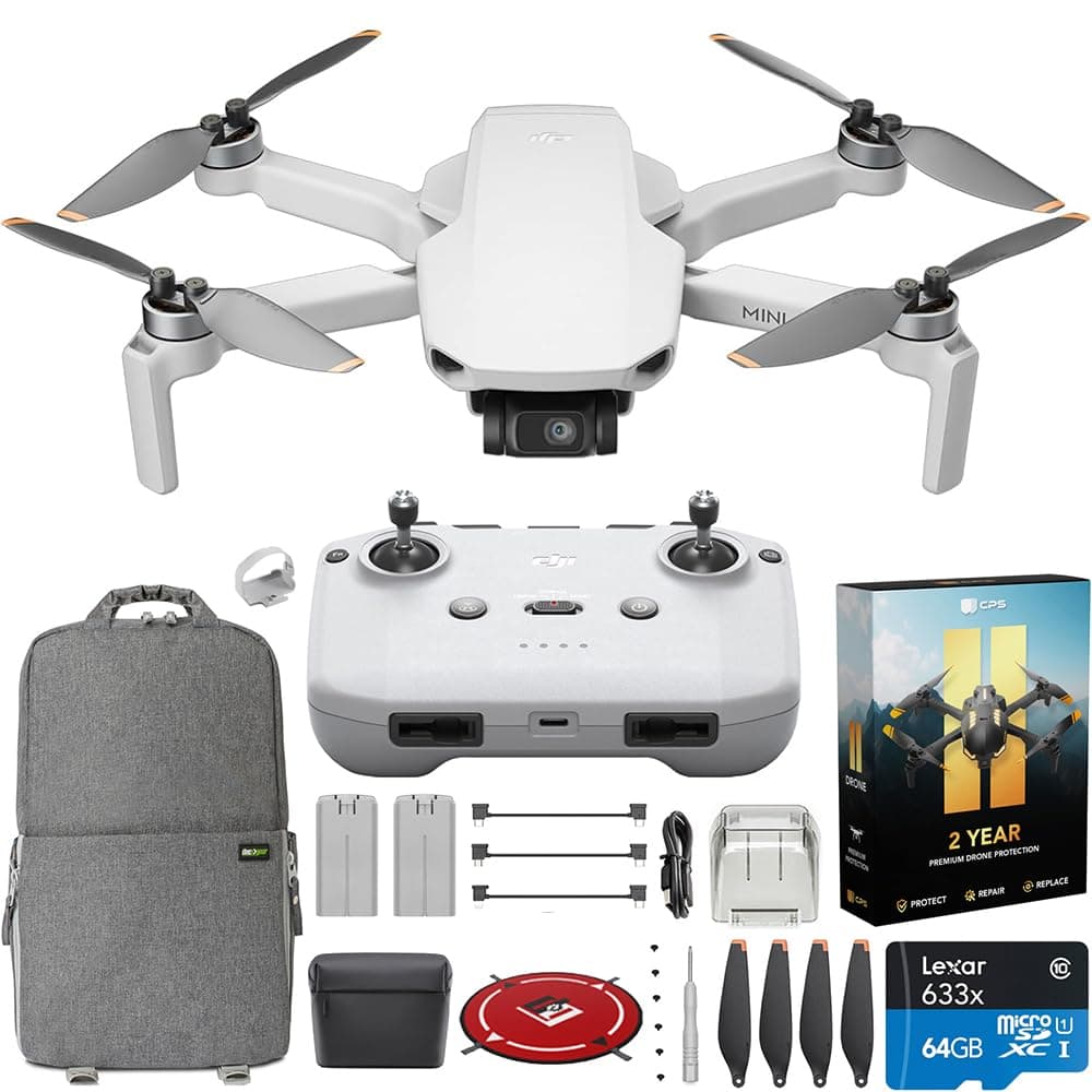 DJI Mini 4K Camera Drone Combo with Camera for Adults, Under 249 g, 3-Axis Gimbal Stabilization, 10km Video Transmission, 62-Min Flight With Case and Extra Battery Bundle with Deco Gear Accessories