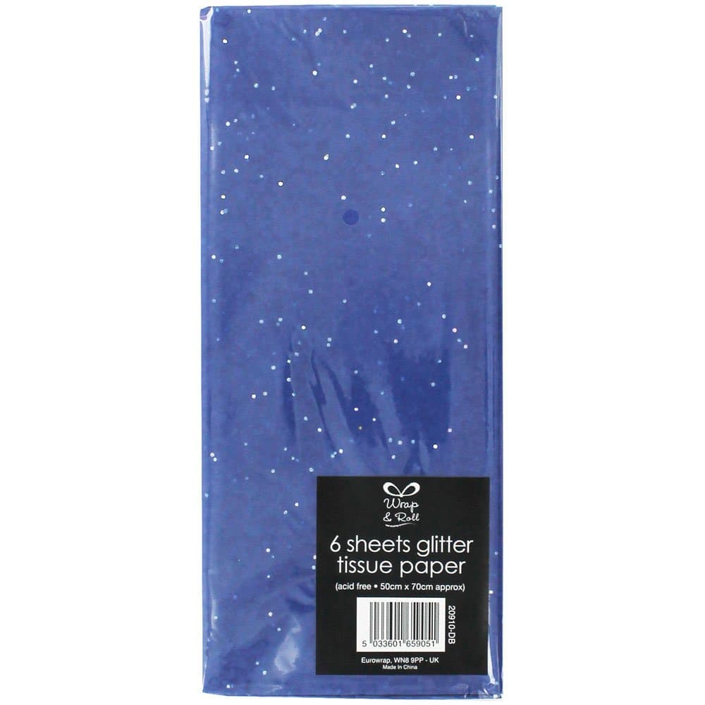 6 Sheets Glitter Tissue Paper 50x70 (Dark Blue)