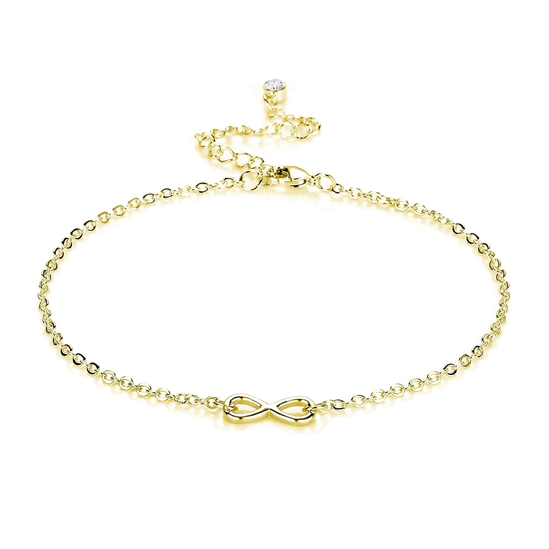 18k Gold Plated Infinity Anklet Created with Zircondia® Crystals