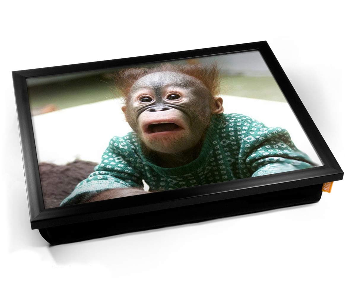 KICO Funny Monkey Cushioned Bean Bag Breakfast Bed Lap Tray Desk - Black Frame