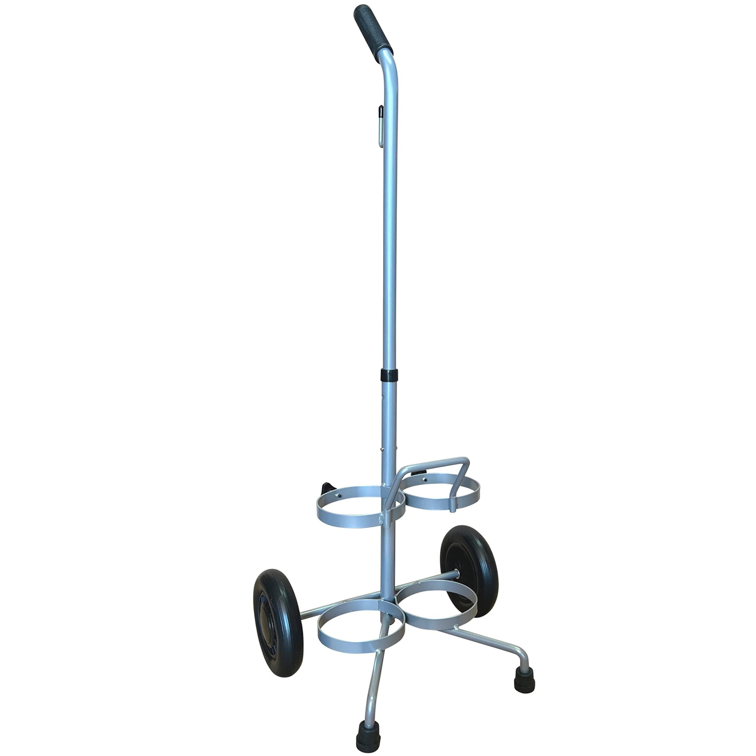 ResOne Lightweight Dual D/E Oxygen Tank Cart, Adjustable Handle, Durable Powder-Coated Finish, Portable Oxygen Cart with Wheels, Holds 2 Size D Or E Tanks Oxygen, Medical Oxygen Tank Transport