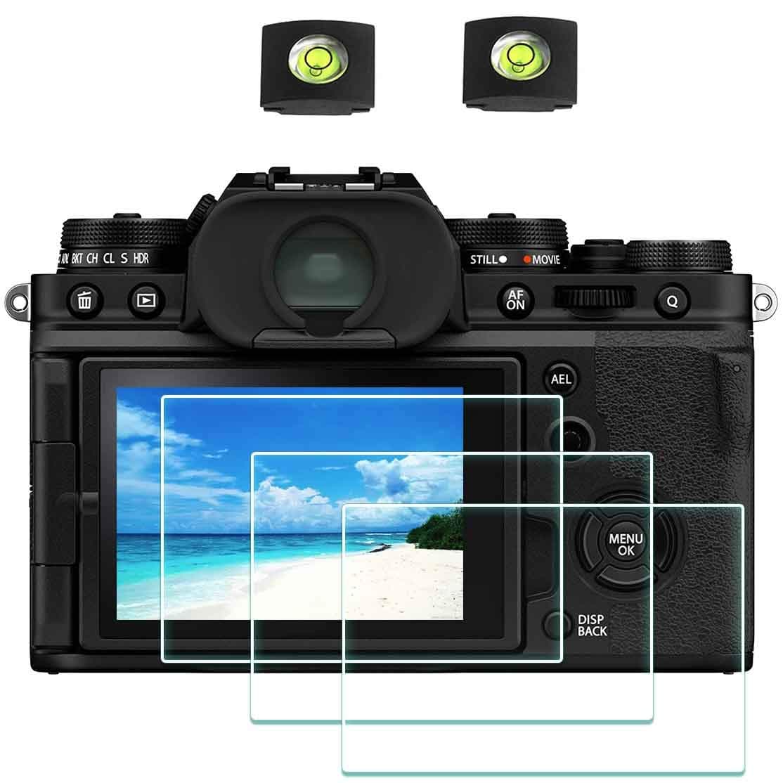 Screen Protector for Fujifilm X100VI X100V X-E4 X-T4 Fuji Film XE4 XT4 Camera & Hot Shoe Cover [3+2 Pieces], 0.3mm 9H Hardness Tempered Glass Saver Anti-Scrach Anti-Bubble